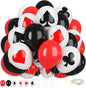 Poker Balloons, Casino Theme Party Balloons Black White Red Poker Card Latex Balloon Red Black Happy Birthday Carnival Balloon for Poker Casino Night Party Supplies Indoor Outdoor Decor