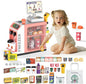 Cash Register Playset for Kids - 48PCS with Toy Coffee Machine,Pretend Play Money, Calculator, Scanner, Credit Card and Play Food for Boys and Girls！