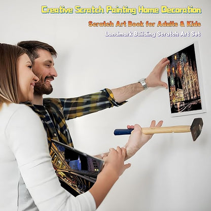Scratch Art Book for Adults-Landmark Building Scratch Art|Scratch Painting Paper Craft Kit|Creative Foil Engraving Art Set|Scratch City Series Books for Travel Lovers,Craft Lovers(New City 3)