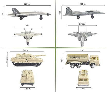 Daron Boeing Military 12-Piece Playset with Die-Cast Metal Model Airplane with Plastic Parts, Vehicles, and Military Accessories for Kids Ages 3+