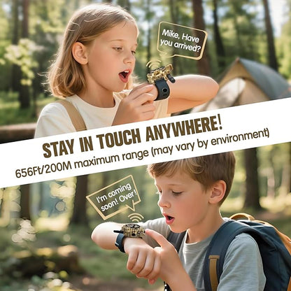 Walkie Talkies for Kids Rechargeable 2 Pack, Long Range Camo Walkie Talkie for Boys Age 8-12, Wrist Walkie Talkie Spy Watches for Kid, Kids Walkie Talkies 2 Pack for Christmas Birthday Gift