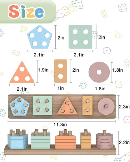 Yetonamr Montessori Toys for 1 2 3 Years Old Boys Girls Birthday Gifts, Wooden Sensory Toys for Ages 2-4 Toddlers Kids Baby, Toddler Learning Toy Activities Puzzles Ages 1-3