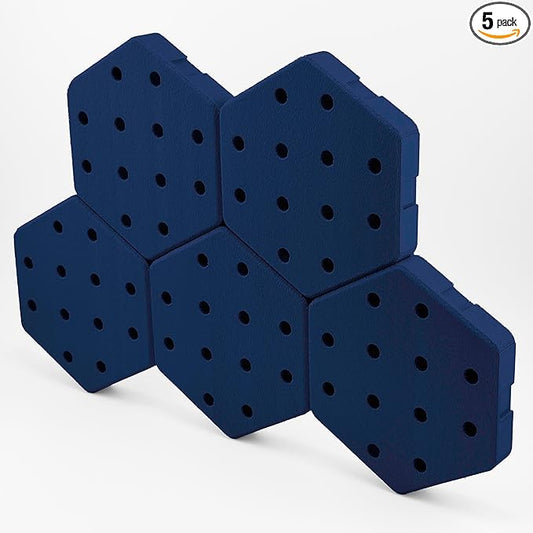 Hexagon Pegboard Tiles, 4.5"x4" each, 5-Pack, Normal-Sized Holes, Make Custom Designs, Easiest to Mount, Expand Existing Pegboard or Fill In Unused Space, Hexboard (Starry Blue, 4 Inch)
