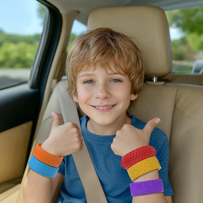 Sensory Fidget Toys Slap Bracelets for Kids, Textured 6 Pack, Stress Fidgets for Anxiety Autism ADHD, Wearable Sensory Toys for Adults Office Desk, Calm Down Travel Airplane Toys