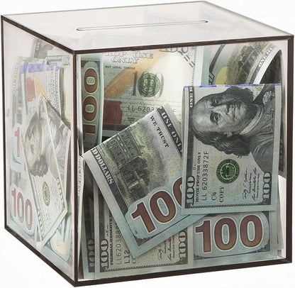 Clear Piggy Bank for Adults/Kids, Acrylic Unopenable Money Box for Cash Coin Saving, Must Break to Open, Money Saving Jar for Adults Boys Girls, Size 5.9''