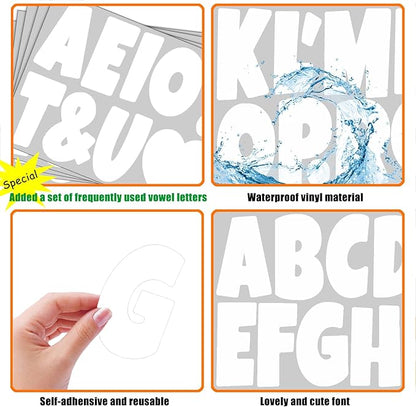 Bemeol Letter Stickers 378 Pcs Bulletin Board Letters for Classroom 4 Inch Alphabet Cutout Letters for Poster Board Display Home Classroom School Decor(White)