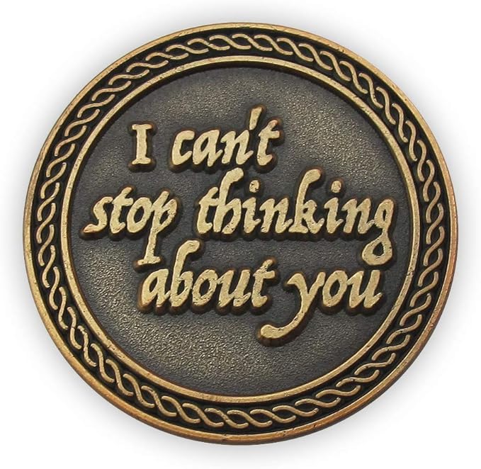 Romantic Love Expression Antique Gold Plated Pocket Coin for Date Night, I Cherish You, I Can't Stop Thinking About You, Love Gift for Men & Women, from Him or Her