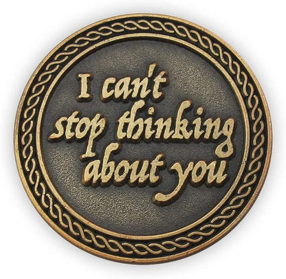 Romantic Love Expression Antique Gold Plated Pocket Coin for Date Night, I Cherish You, I Can't Stop Thinking About You, Love Gift for Men & Women, from Him or Her
