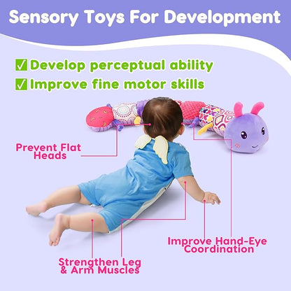 Baby Girl Toys 0-3-6 Months Musical Stuffed Animals Plush Caterpillar Toy with Crinkle Rattles Tummy Time Sensory Learning Toys for Infants 6-9-12 Months Newborn Girls Boys Christmas Shower Gifts