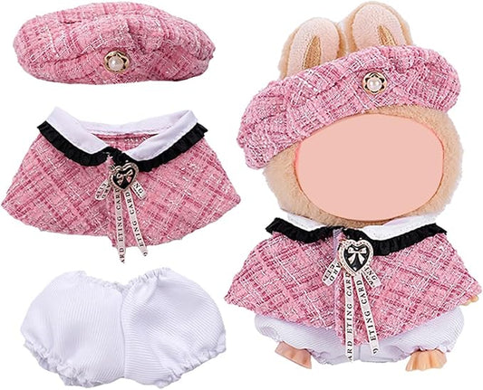 17cm Doll Clothes Set, Premium Jeans & Knitted Sweater Outfit for 17cm 15cm Dolls, Cute Dress Up Fashion, No Doll Included (Pink, 17cm/15cm)