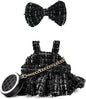 Doll Clothes for 17cm Dolls, Premium Handmade with Luxury Chic Style Set 3 Piece Set Including a Dress, Black Bag and Bow, High-End Dolls Accessories for Play & Display for Play & Display