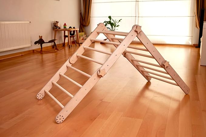 Montessori Activity Cube | Foldable Montessori Climbing Cube | Indoor 9 in 1 Transformable Activity Cube for Toddlers & Kids | Indoor Climbing Activity Wooden Playground (Cube + Rockwall Ramp)