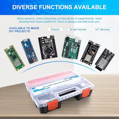 GeeekPi Ultimate Starter Kit Comes with Raspberry Pi Pico w, UNO R3, Mega2560, ESP32-WROVER, ESP8266 Sensor Board Module for Raspberry Pi Beginners & Software Engineer, MicroPython Programming