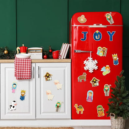 20 PCS Christmas Window Decor Nativity Thick Gel Clings Religious Christian Decoration Jesus Birth Window Clings Decals for Kids Toddlers Home Airplane Xmas Yuletide Party Classroom Nursery