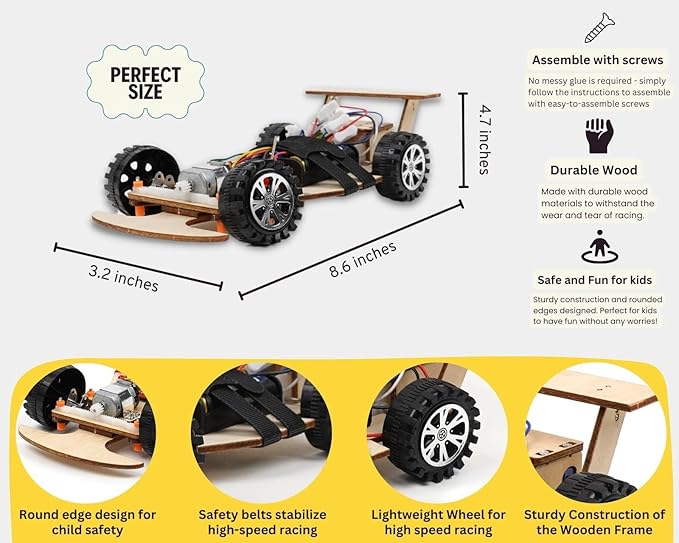 Wireless Remote Control Car Kit F1, Science Project Kit for Kids/Students/Education, STEM Project Model Car Kits to Build, Ideal Choice for Family and School