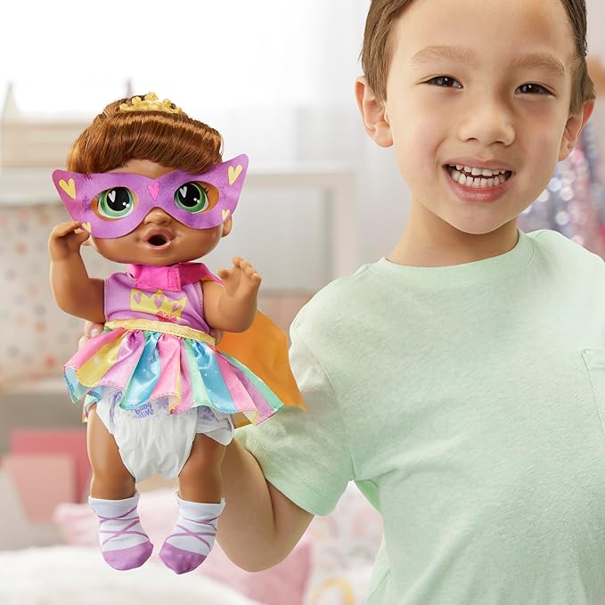 Baby Alive Super BFF Sophia Sparkle Brown Hair Dress Up Baby Doll Playset, 11 Inches, Toys for 3 Year Old Girls & Boys & Up (Amazon Exclusive)