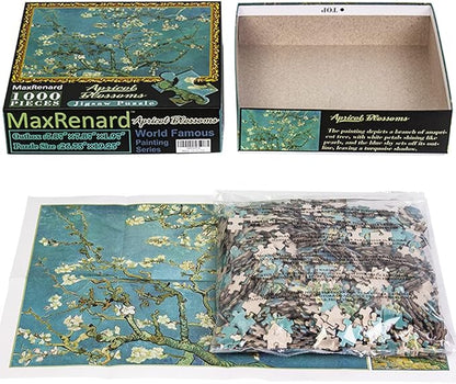 MaxRenard 1000 Pieces Jigsaw Puzzle Game Oil Painting Almond Blossom
