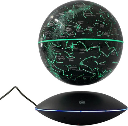 Floating Globe Magnetic Levitation with LED Color Changing Light and Touch Control, Magnetic Levitating Globe for Desk Office Home Decor Educational Gift for Men Father Boys Boss,Black