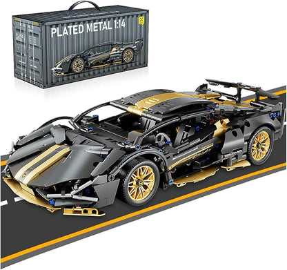 Sport Car Building Block Sets for Adults,Technical Black Race Car Collectible 1:14 Model Scale MOC Engineering Toys Kits Birthday Gifts for Boys Men Teens Car Fans Age 8+ 8-12 12 13 14 14+