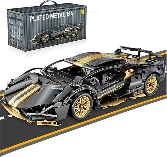 Sport Car Building Block Sets for Adults,Technical Black Race Car Collectible 1:14 Model Scale MOC Engineering Toys Kits Birthday Gifts for Boys Men Teens Car Fans Age 8+ 8-12 12 13 14 14+