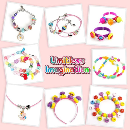 FUNZBO 1600 Pcs Pop Beads with Bracelet Making Kit, Jewelry Making Kit for 3 4 5 6 7 8 9 Year Old Little Girls, Arts and Crafts Toys for Kids, Necklace Bracelet Ring Creativity Holidays Birthday Gifts