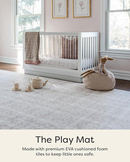 House of Noa Baby Play Mat – 4x8 Linen Gemma – Set of 8 Tiles – Cushioned EVA Foam Play Mat for Floor, Soft Interlocking Baby Crawling Mats for Hard Floors