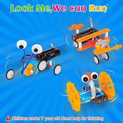STEM Robotics Kit 6 Set Science Experiments Project Activities Toys for Kids 8-12 Engineering Building Electronic Motor Robot Kid Craft Boy Girl 8 9 10 12 Year Old Gift Summer Outdoor Toy