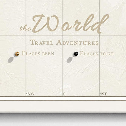 Canvas World Map with Cork Pin Board - English Lettering - Decorative Wall Decoration for All Rooms - Canvas Pictures with World Map Motif (120x80 cm, Pattern 8)