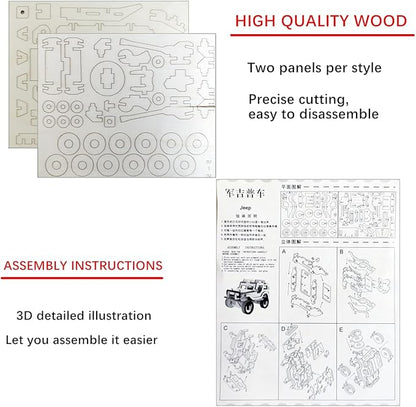 3D Wooden Puzzle - 6 Piece Set Wooden Car Brain Teaser Puzzle - DIY Assembly Car Building Model Kits - Wood STEM Toys Gifts for for Adults & Teens Birthday Gifts Christmas
