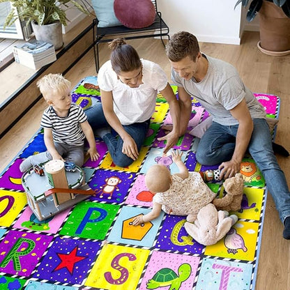 teytoy Baby Cotton Play Mat, Baby Crawling Mat Super Soft Carpet Plush Surface Non-Slip Design, Floor Playmat for Kids Area Rugs Learning Alphabet, Great Gift for Girls & Boys (59 x 44 Inch)