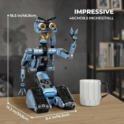 iATOM 1176 Pieces Johnny 5 Robot Building Set with Remote Control - Rechargeable, Tech Movie Robotic Figure Model Kit for Adults, Gift for Halloween & Chirstmas