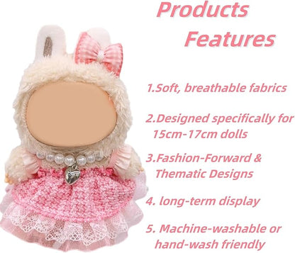 Doll Clothes for 17cm Figures,Purple Floral Embellished Tiered Lace Princess Dress with Floral Lace Headband