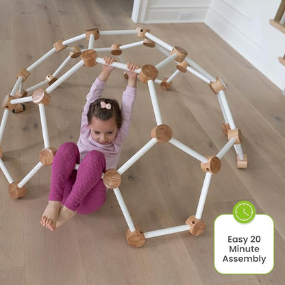 Little Partners Indoor Climbing Gym Active Play Equipment, Solid Wood Montessori Space Dome Climber for Toddlers 2-6 Years, Maximum 100 lb. Capacity, Large