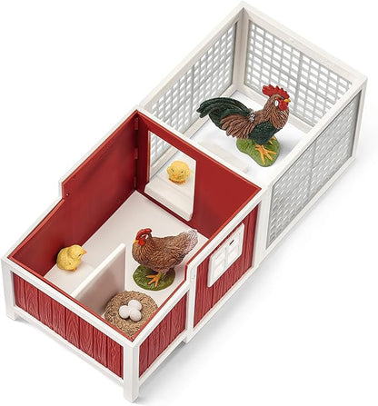 Schleich Farm World, Farm Animal Gifts for Kids, Chicken Coop Farm Playset with Animal Figurines 8-Piece Set, Ages 3+