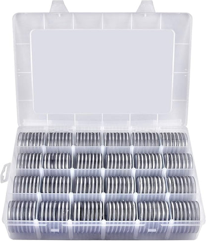 Coin Capsules 46mm with Foam Gasket and Plastic Storage Organizer Box, 6 Sizes (20/25/27/30/38/46 mm) Coins Collector Case Holder for Collection Supplies-168 Pieces