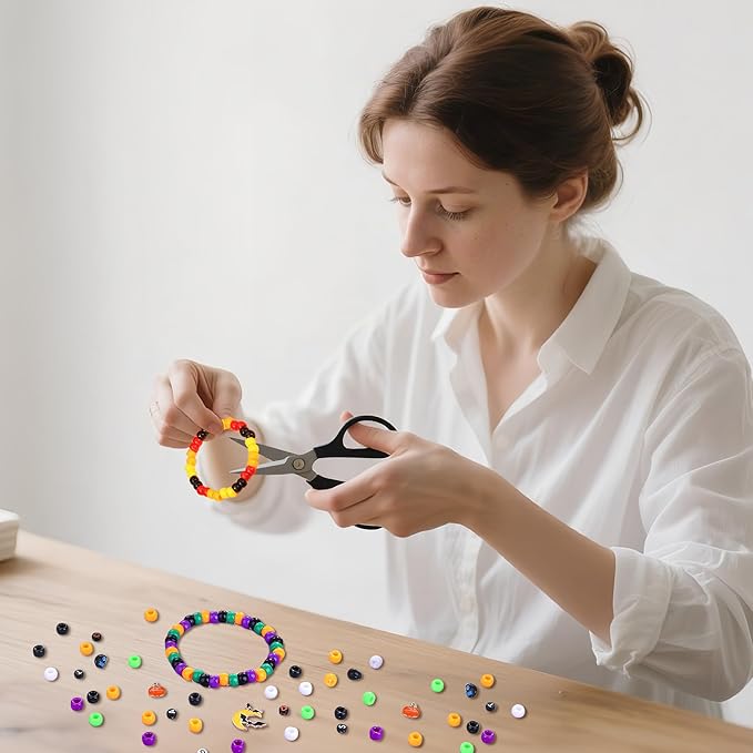 XIANNVXI 10Colours Fall Pony Letter Beads Set Friendship Bracelet Making Kit 500pcs Red Orange Yellow Green Brown Pony Beads Bulk