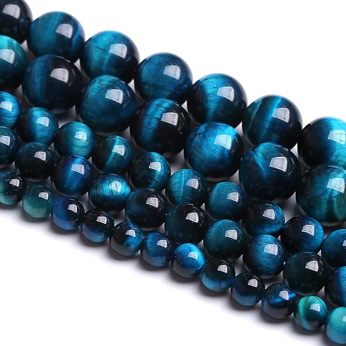 10mm 36PCS Blue Tiger Eye Beads Natural Stone Gemstone Spacer Loose Beads for Jewelry Making DIY Bracelet Semi Precious Beads Strand 15 inches