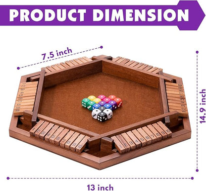 Shut The Box Premium Wooden Dice Game - Handcrafted Board Game 2-6 Players, Educational Math Learning Games for Kids Adults, Classic Pub Games Family Party Gift Set