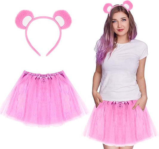 Halloween Bear Costume Accessories Bear Ear Headband and Tutu Skirt Set for Halloween Cosplay Party Dress Up