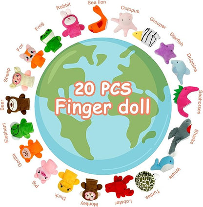 Sealive 20-PCS Finger Puppets for Toddlers Story Time - Soft Velvet Forest & Marine Animals - Perfect for Role Playing, Classroom Learning, Party Favors, Travel, Therapy, Imagination Building