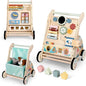 Wooden Baby Walker, Detachable Double-Sided Busy Board, Baby Walking Toys Push Walkers for Babies 6-12 Months