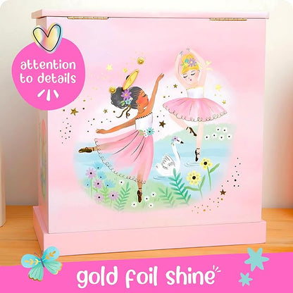 Ballerina Musical Jewelry Box for Girls - Ballerina Toys for Girls Age 4-6 - Kids Jewelry Box with Drawers - 9 x 5 x 9.3 in