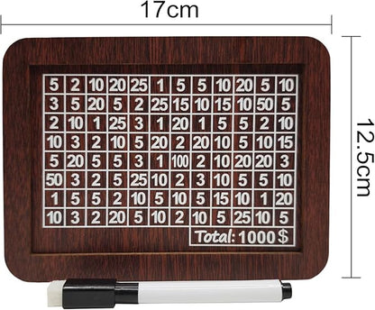 10000 Savings Challenge Box, Money Saving Box with Money Target and Numbers, Cash Vault Wooden Savings Box, Wooden Money Box, Coin Counter Piggy Bank for Adults, Wooden Coin Bank for Kids 1,000