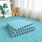 16pcs 0.6" Thickened Interlocking Tile Mats,Fluffy Shaggy Soft EVA Foam Area Rug for Living Room & Bedroom,Non-Slip Protective Floor Carpet Play Mat Kids Baby Dorm Home Decor (11.8ft, Blue)