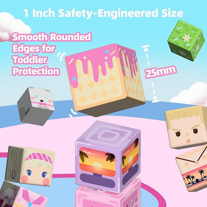 GobiDex 100PCS Magnetic Blocks Princess Building Toys for Girls 3+, Magnet Pink Castle STEM Sensory Playsets for Toddler Kids Birthday Gifts