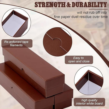 Teling 8 Pcs Coin Storage Box 2x2inch Flip Holders Collectors Coin Supplies Holders for Cents Collection Cardboard (Brown)