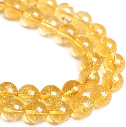 160PCS 4MM Natural Citrine Yellow Quartz Crystal Round Spacer Loose Beads for Jewelry Making DIY Bracelet Necklace