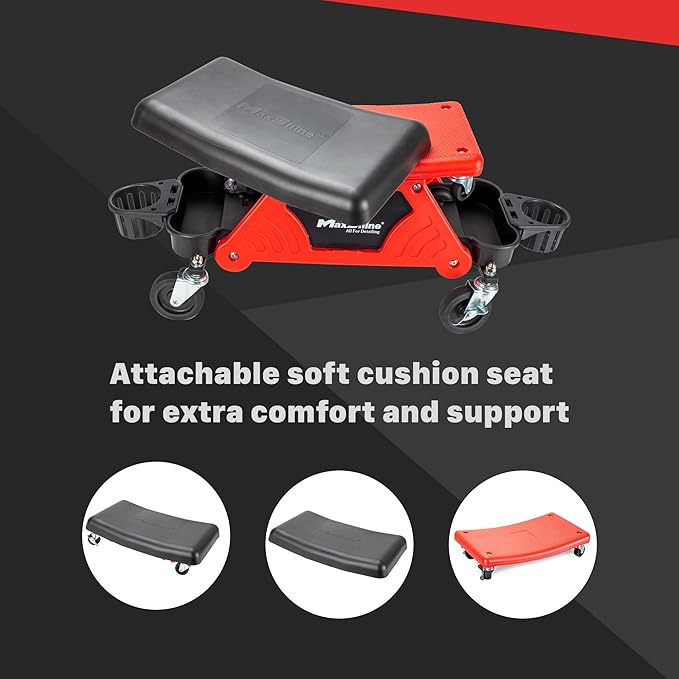 Maxshine Detailing Mini Creeper Without Cushion | Mobile Rolling Utility Creeper Seat for Mechanics & Car Detailers | Low Profile Detailing Seat for Car Cleaning, Polishing, Coating & Waxing