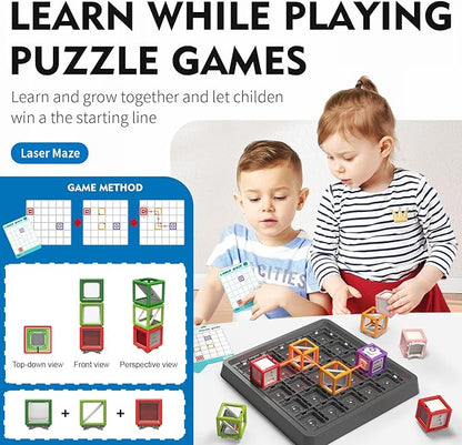 [2025 New] Reasoning Laser Maze, Ultimate STEM Toys for Ages 8-13, Logic Game with 60+ Challenges, Toy for 8 9 10 11 12 13 14 Year Old Kid & Adult Birthday Gift - 37 Pcs Cubes