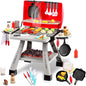 Kids BBQ Grill Playset with Simulated Smoke & Sound & Light, Play Kitchen Set W/ 41PCS Toy Food, Indoor & Outdoor Interactive Kitchen Pretend Play Toys, Cooking Toy Kit for Toddler Boy Girl 3 4 5+